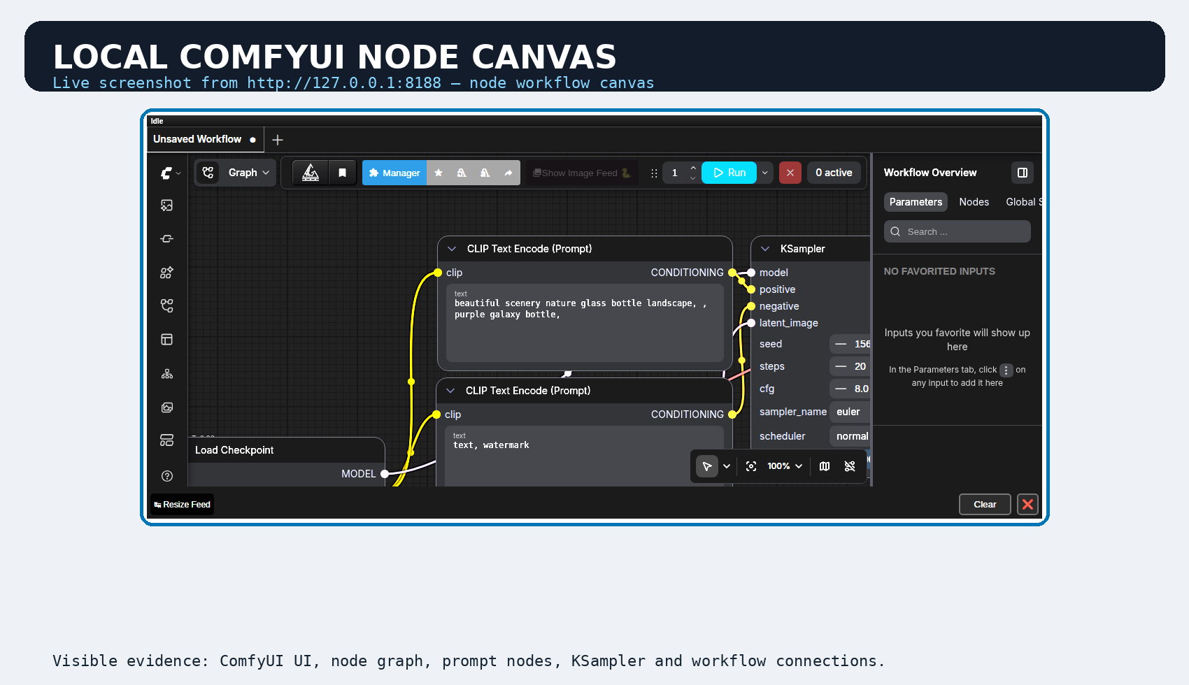 Lokaler ComfyUI Screenshot mit Node Canvas und Workflow